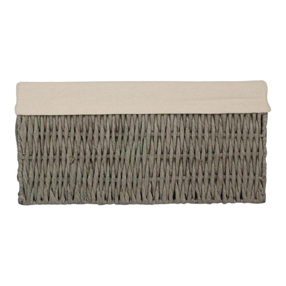 image 1 of Large Paper Rope Storage Basket with White Cotton Lining | White | White | L