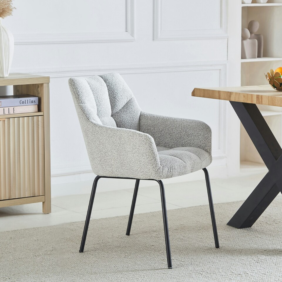 image 1 of Set of 2 Maranello Fabric Dining Chairs - Beige