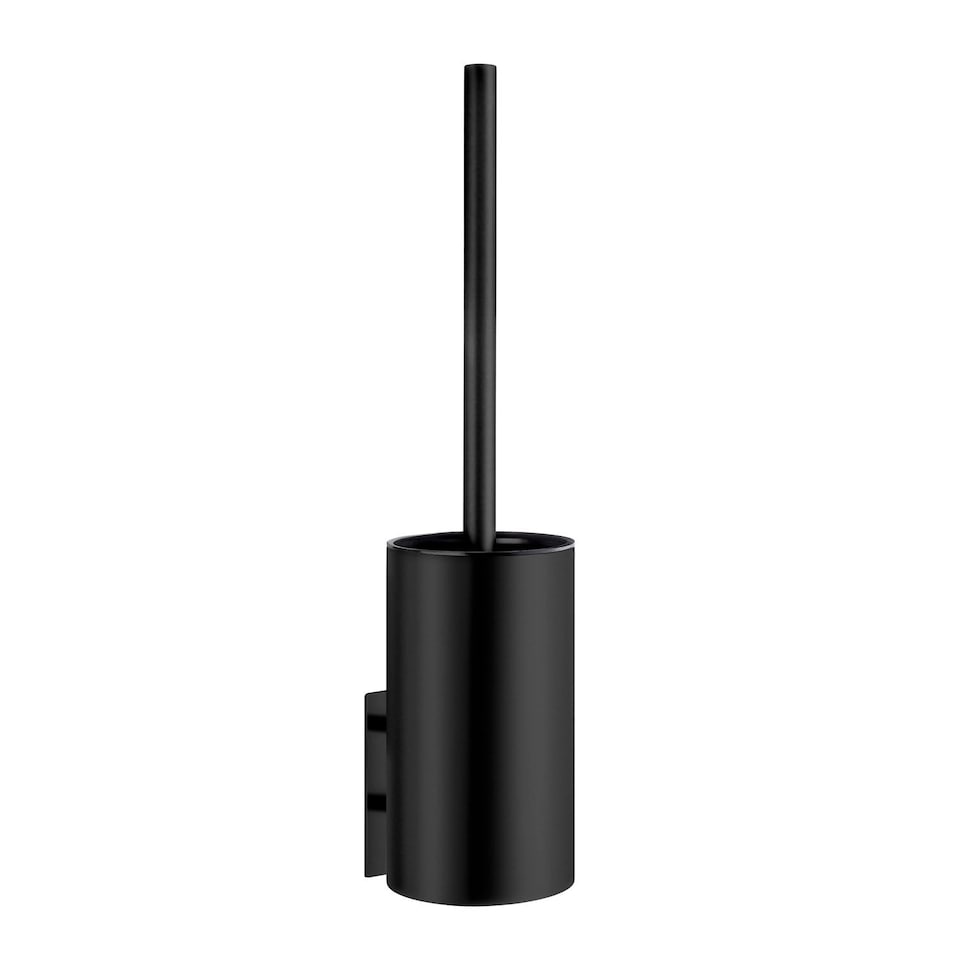 image 1 of BESLAGSBODEN Black Toilet Brush and Holder Self Adhesive Wall Mounted