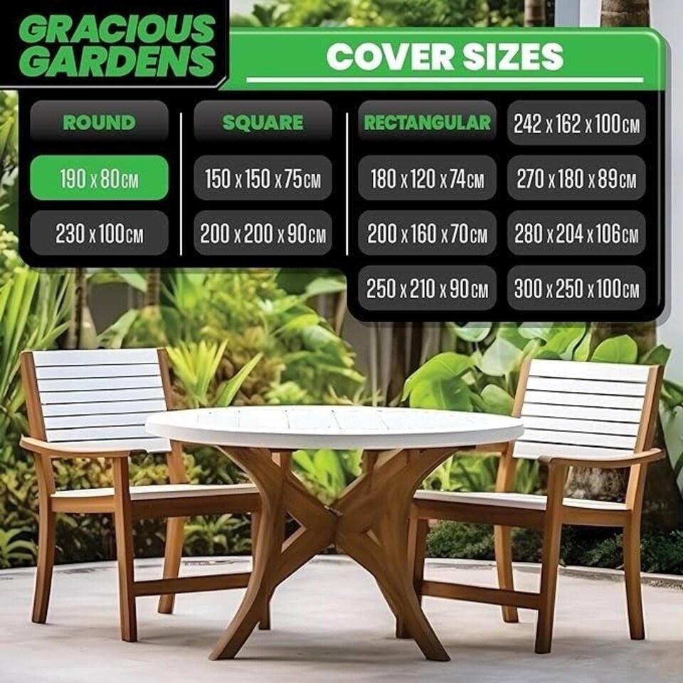 image 1 of Gracious Gardens Round 190x80cm Waterproof Round Furniture Cover Black