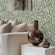 image 2 of Olive Leaf Wallpaper in Cream on Pistachio | Green | Green, Light | 50cm x 10m