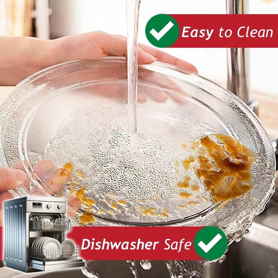 image 1 of SPARES2GO Universal Microwave Turntable Plate Smooth Flat Glass Dish Tray (9.65" / 24.5cm / 245mm)