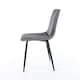 image 5 of Pair of Aspen Cord Fabric Straight Stitch Compact Dining Chairs with Black Tapered Metal Legs | Grey | Grey | 1