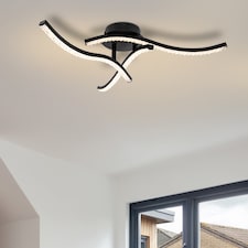 COSYLYTE Kenworth 3 Light Integrated LED Modern Wavy Ceiling Light - Matt Black | Black | 1