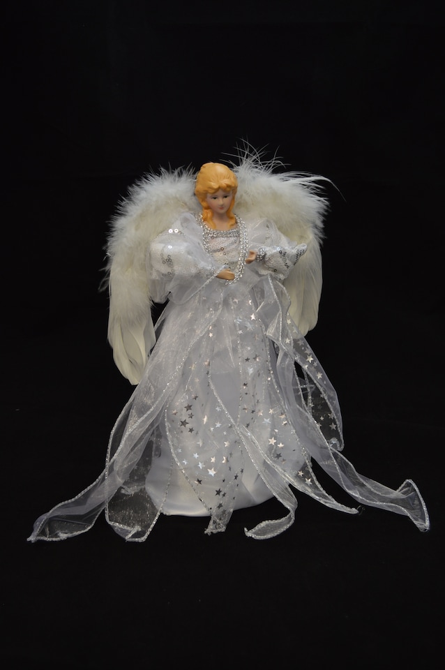 image 1 of 30cm White & Silver Christmas Tree Top Fairy Angel House Decoration Ornament