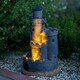 image 2 of Primrose Solar Grey Castle Cascade Water Feature with Lights 49cm