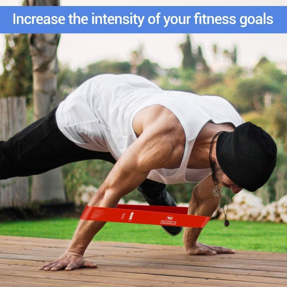 image 1 of TechStone Resistance Bands Set for Men and Women, Pack of 5 Different Resistance Levels Elastic Band for Home Gym Long Exercise Workout – Great Fitness Equipment for Training