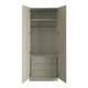 image 2 of Classic Square Panel Taupe Grey Double Wardrobe with Single Rail & Internal Drawers Grey