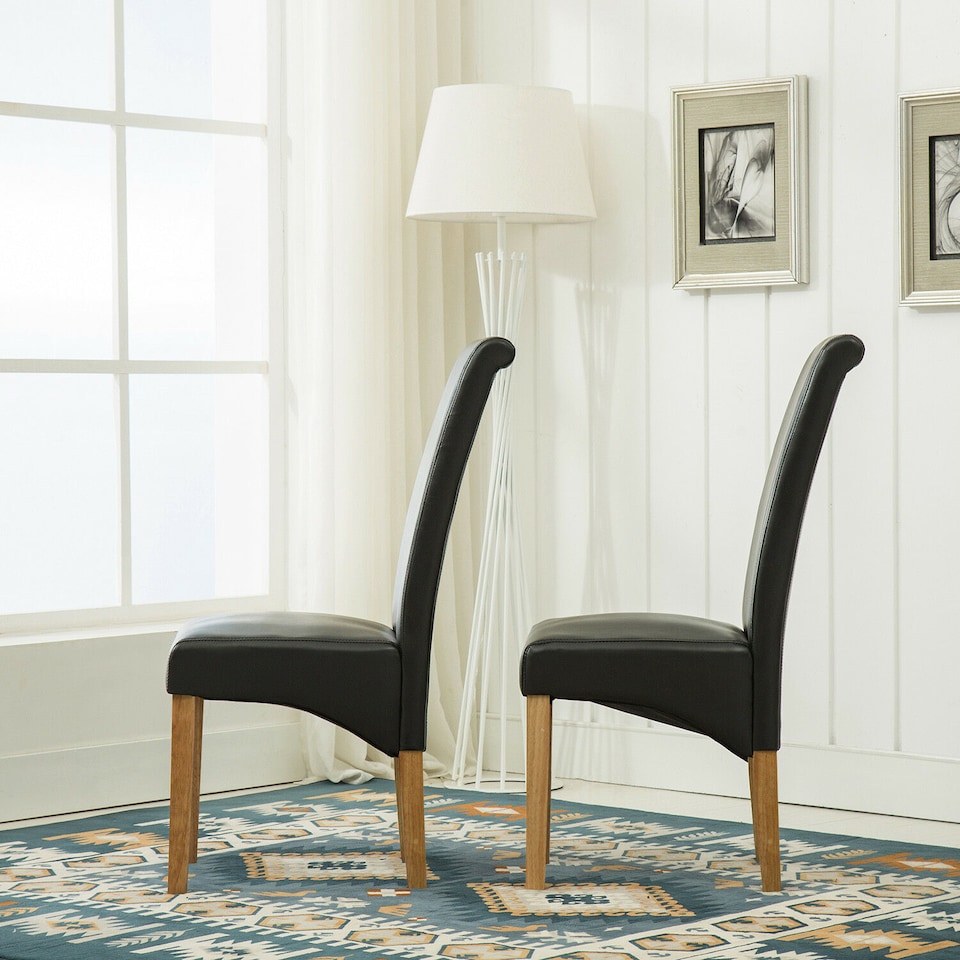 image 1 of MCC Direct Deluxe High Back Leather Dining Chairs Black