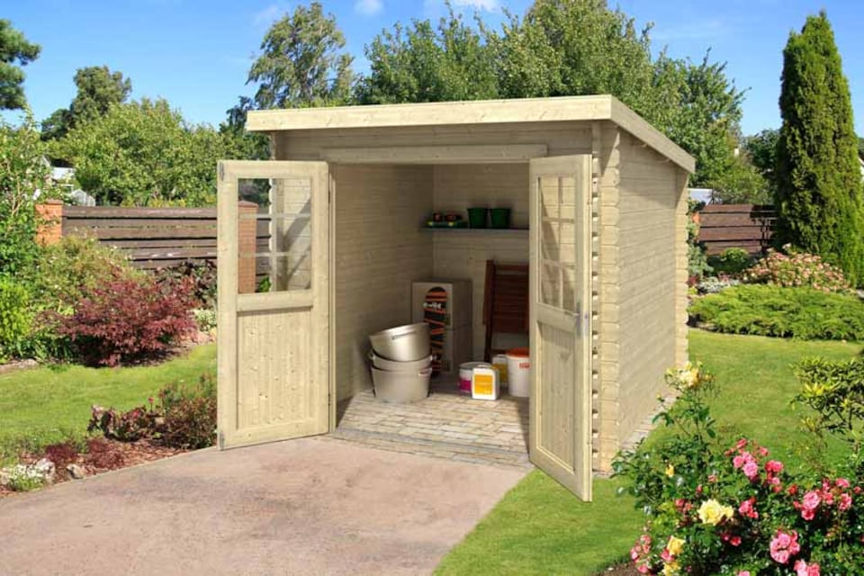 image 1 of Indi 175-Log Cabin, Wooden Garden Room, Timber Summerhouse, Home Office - L250 x W213.1 x H210.9 cm | Brown