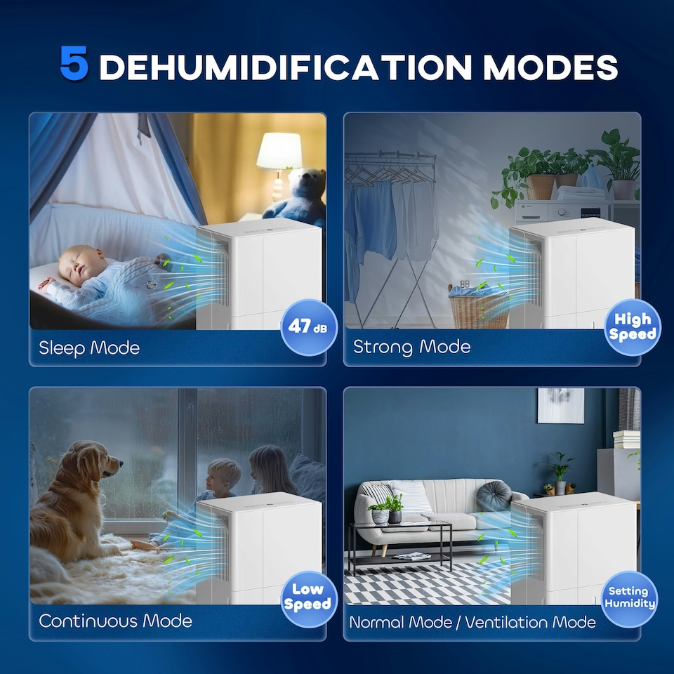 image 1 of HOMCOM 30L Dehumidifier with Filter, Auto Defrost, for Home Laundry Drying