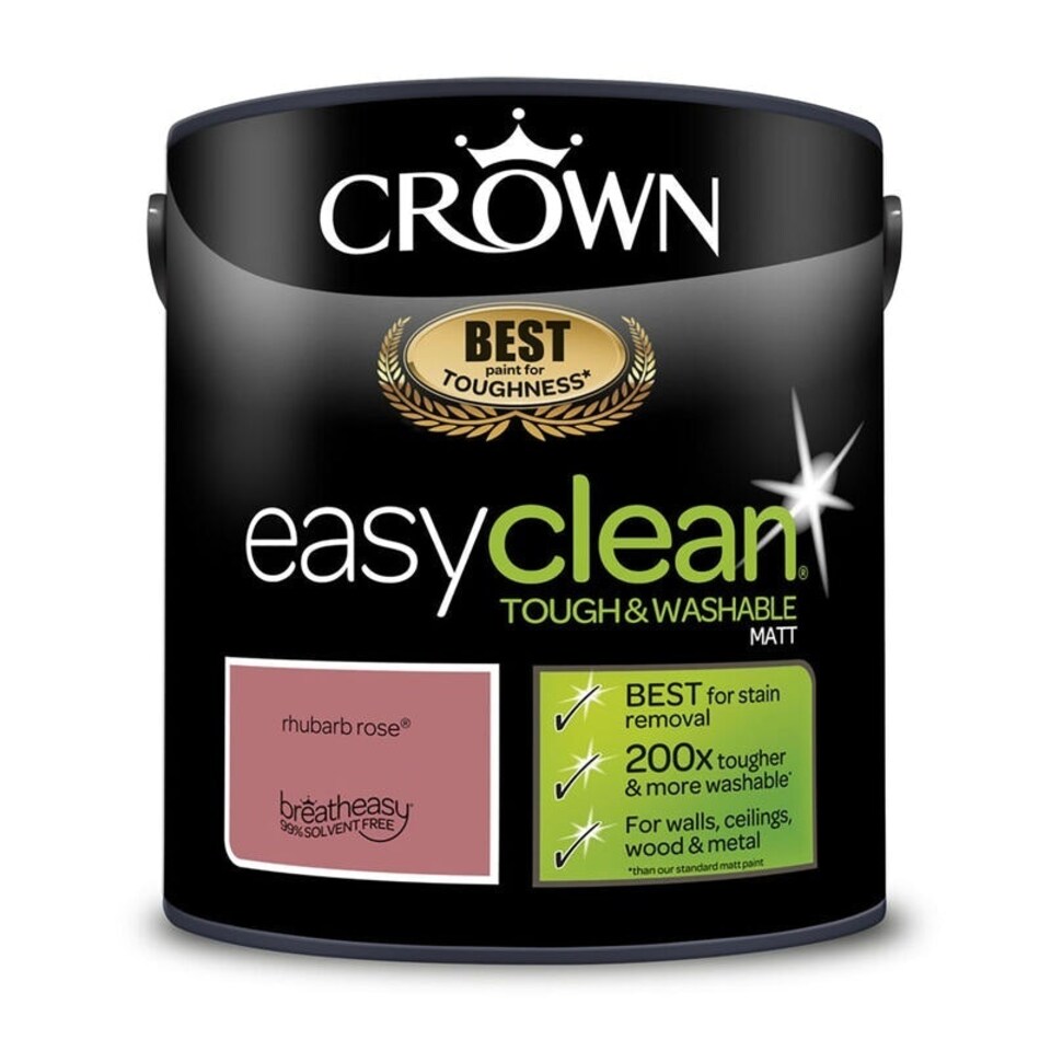 image 1 of Crown Easyclean Matt Emulsion 2.5L Rhubarb Rose