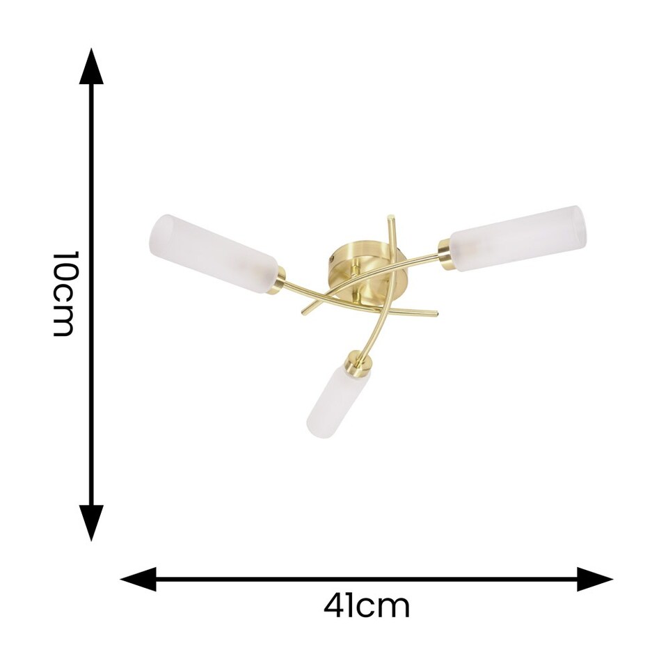 image 1 of ValueLights Maya Brushed Gold 3 Way Curved Cross Over Ceiling Light | Gold