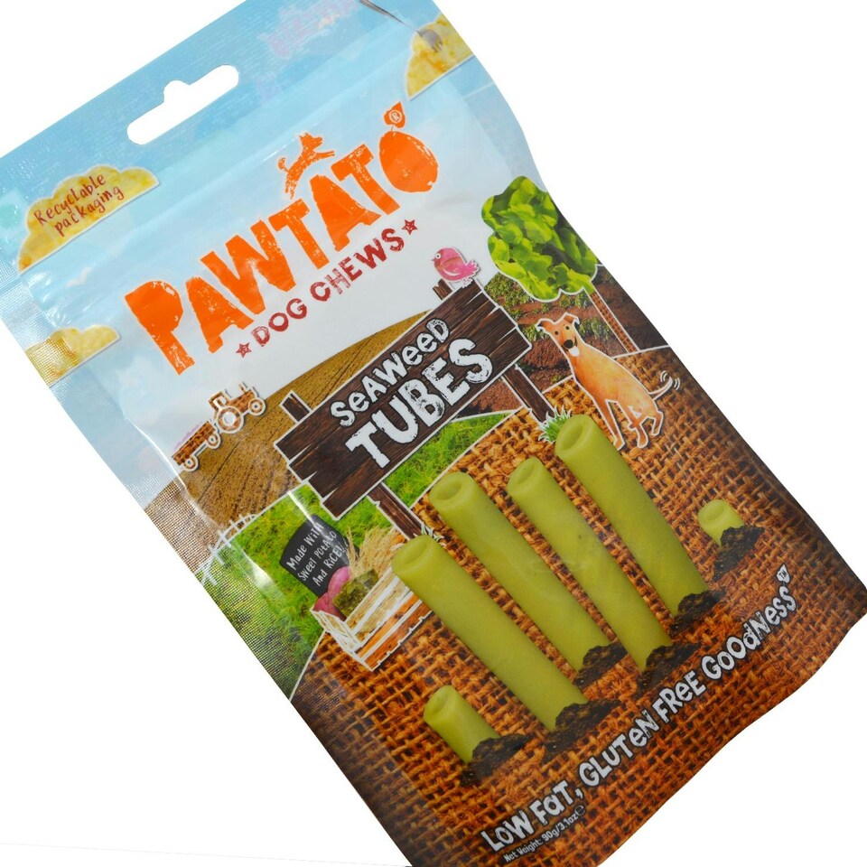image 1 of Benevo Pawtato Tubes Seaweed Dog Chews 90g (Pack of 12)