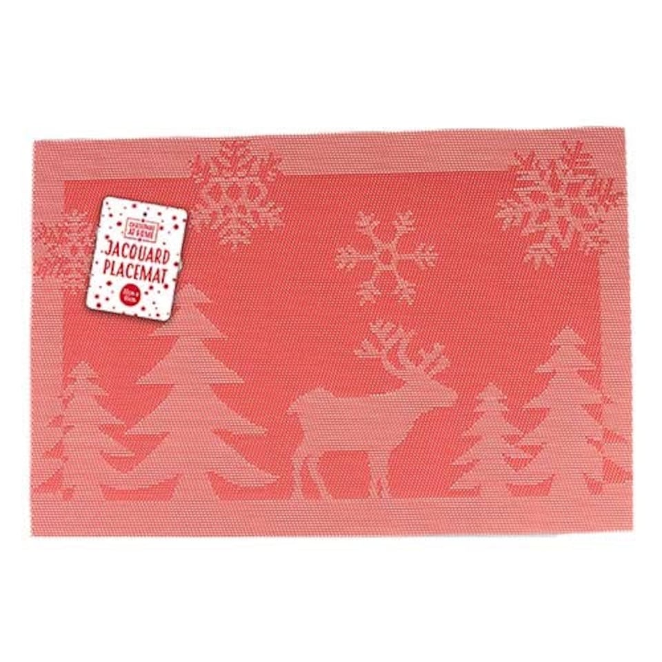 Red Jacquard Christmas Scene Placemat