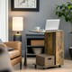 image 4 of Industrial Brown C Shaped Side Table With Storage & Wheels Brown