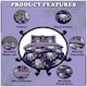 image 2 of VELVETIO Hayley Complete Duvet Cover Set with Fitted Sheet Printed Bedding Quilt Blue | King