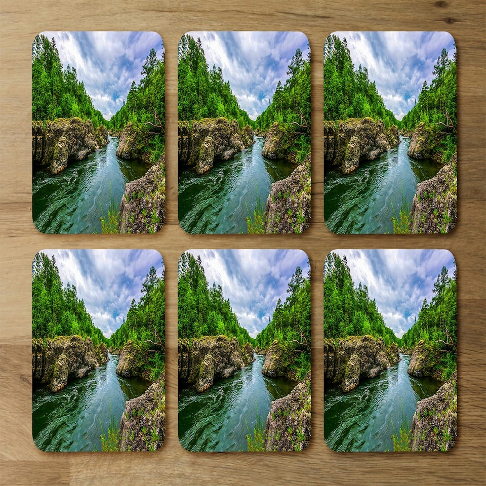 image 1 of River in mountain forest landscape (Coaster)