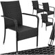 image 1 of Garden Chair Girona - polyrattan & steel, weather & sun resistant, stackable - Set of 4 Black