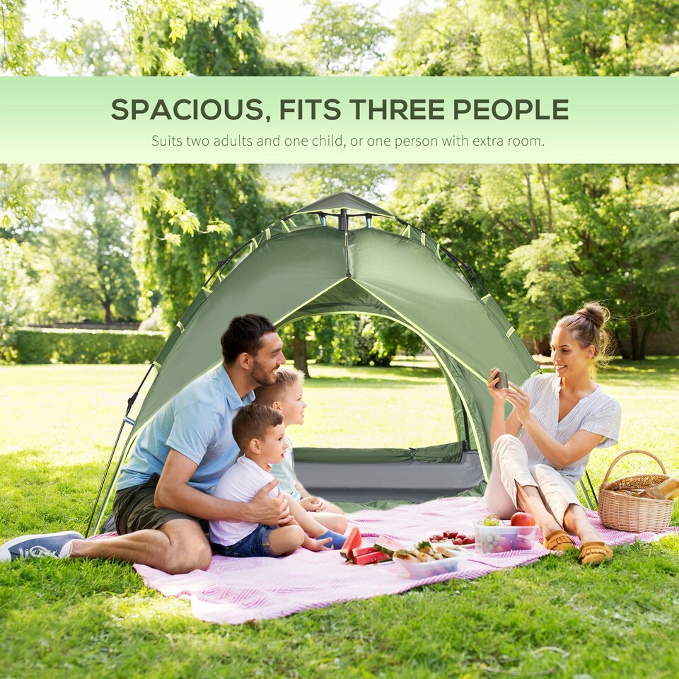 image 1 of Outsunny 2 Man Pop Up Tent Camping Festival Hiking Family Travel Shelter