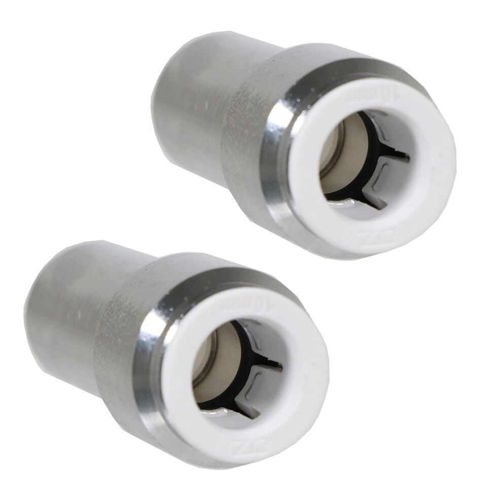 image 1 of SPARES2GO Radiator Valve 15mm x 10mm Pushfit Chrome Speed Fit Reducing Straight Compression Stem (Pack of 2)