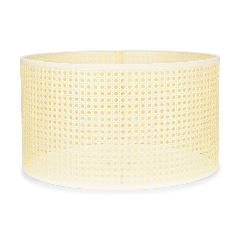 ValueLights Reni Natural Wicker with White Trim Easy Fit Drum Ceiling Lamp Shade | Size: Large
