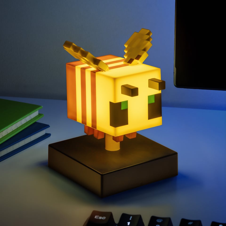 image 1 of Minecraft Bee Icon Light, 11cm LED Figure Lamp, Battery Powered Night Light for Bedroom or Gaming Decor Gift, Paladone