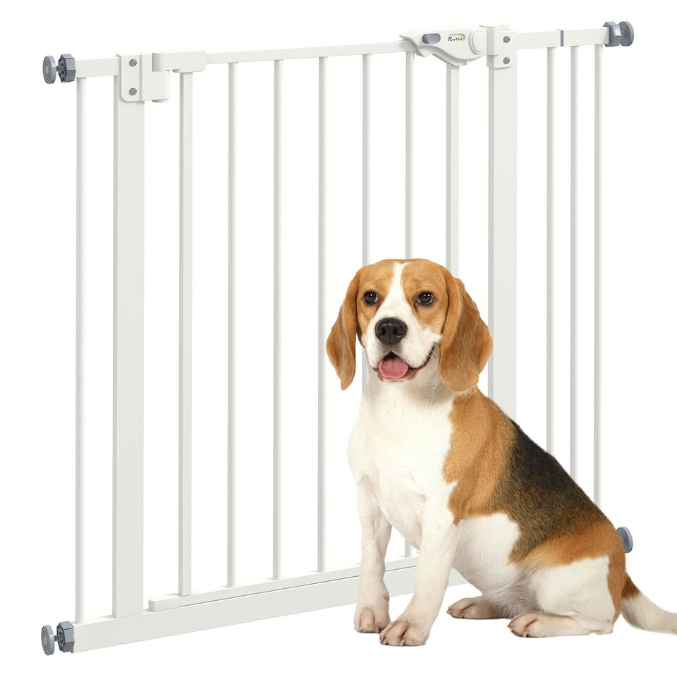 image 1 of PawHut Adjustable Safety Gate w/ 1 Extensions and Four Adjustable Screws, White