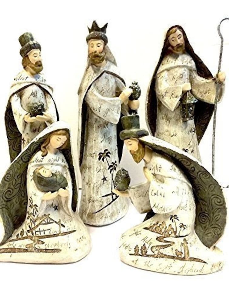 image 1 of Set Of 5 Christmas Nativity Scene Figurine Ornament Statues