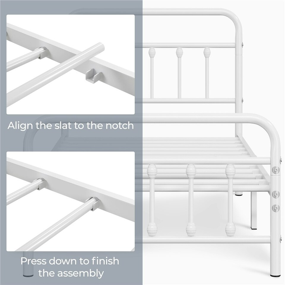 image 1 of Yaheetech 3ft Single Vintage Iron Platform Bed with High Headboard White