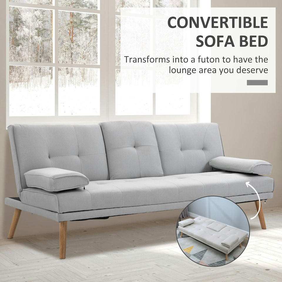 image 1 of HOMCOM 3 Seater Sofa Scandi Style Recline w/ Adjustable Back