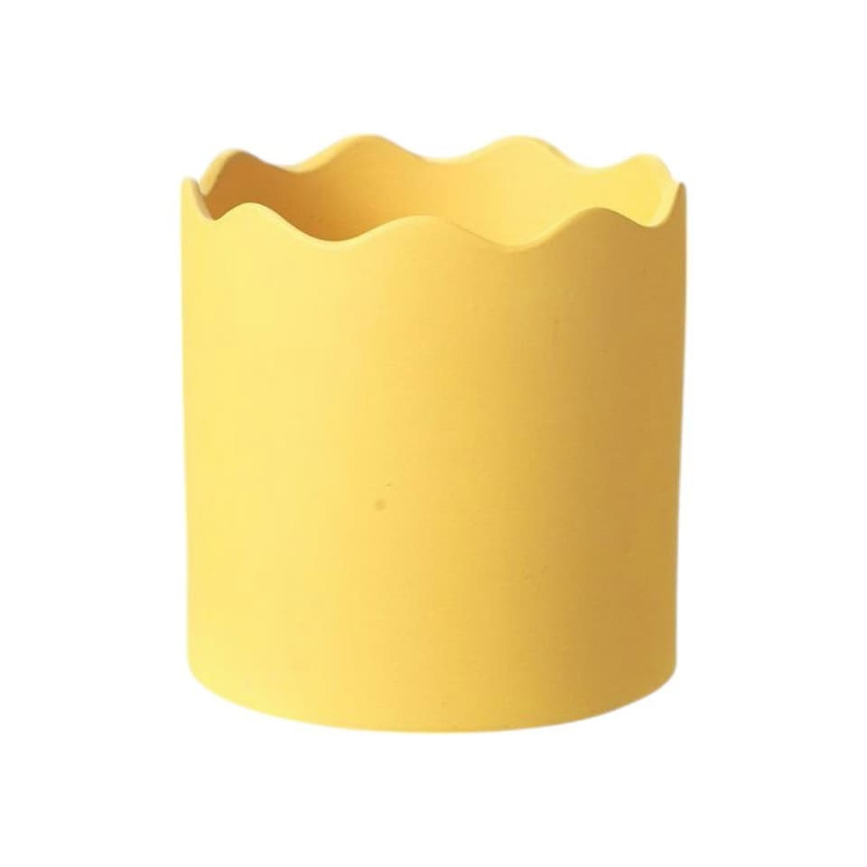 image 1 of Ceramic Indoor Plant Pot Honeycomb Yellow - H17.5cm