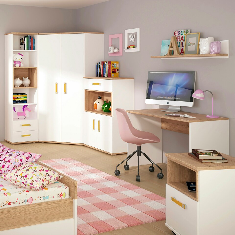 image 1 of 4KIDS 2 Door 4 Drawer Sideboard with Orange Handles
