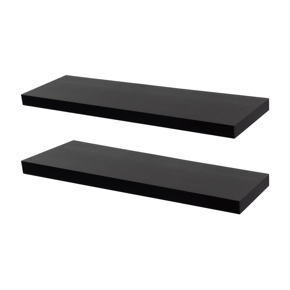 image 1 of Harbour Housewares Modern Floating Wall Shelves - 80cm - Black - Pack of 2