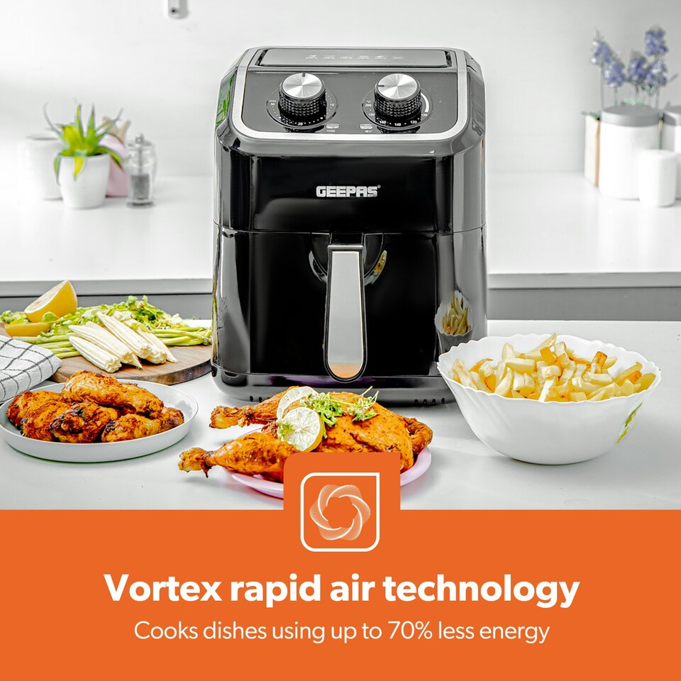 image 1 of GEEPAS Vortex 5L Manual Air Fryer, 1600W