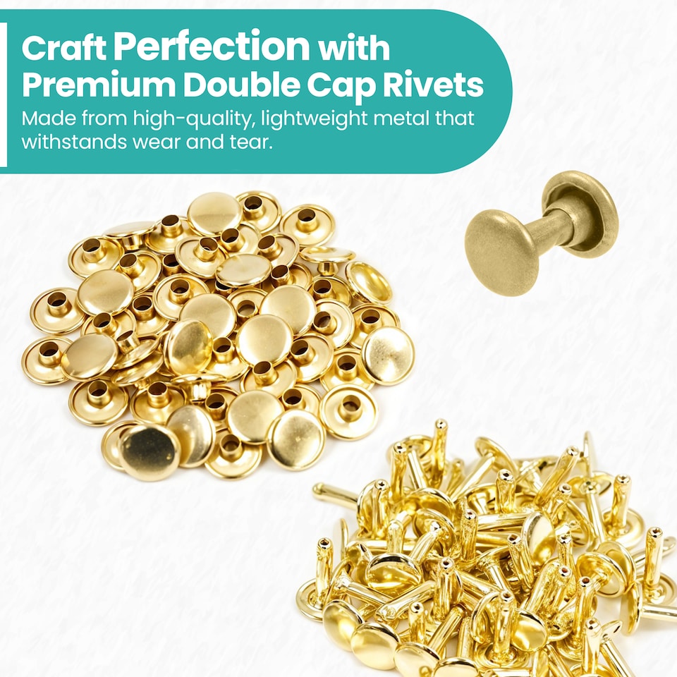 image 1 of 10mmx18mm Double Cap Rivets, Extra Long Metal Studs for DIY- 50pcs