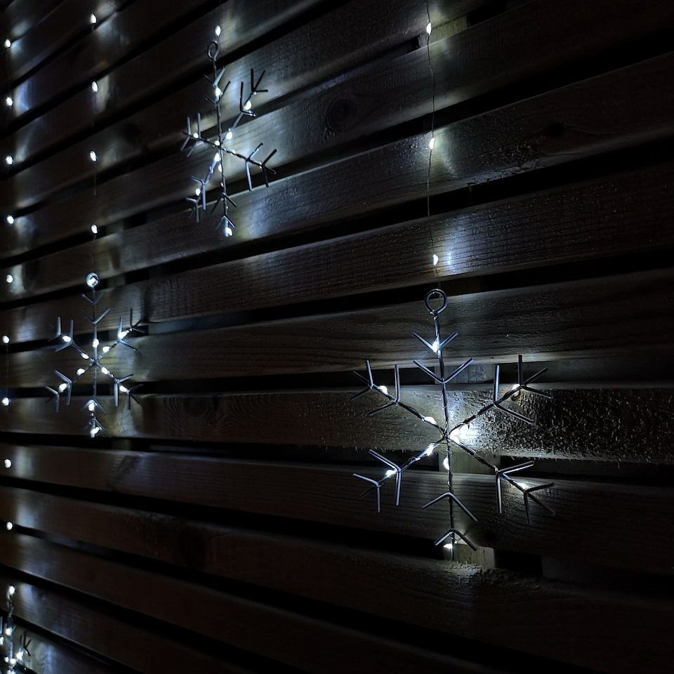 image 1 of 1.2m Battery Operated Snowflake Curtain Christmas Lights with 147 White LEDs