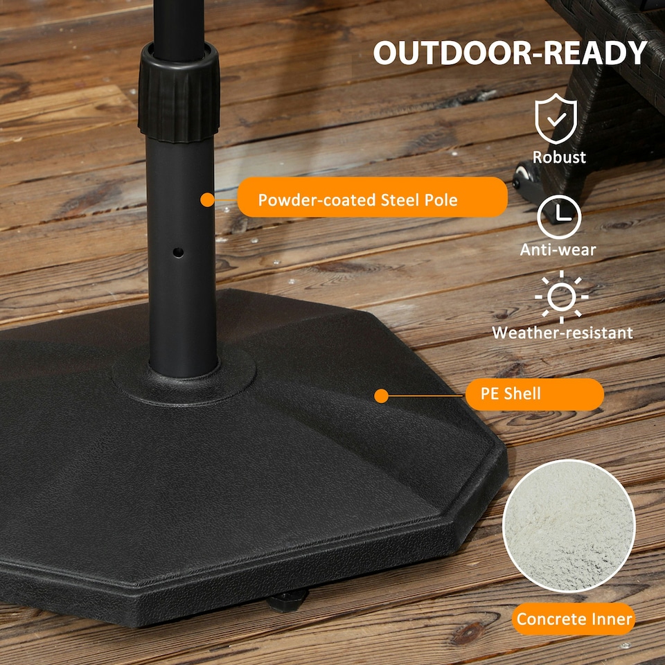 image 1 of Outsunny 18kg Patio Parasol Base Concrete Outdoor Umbrella Stand Holder Black