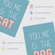 image 4 of Set of 2 You Me And The Cat Dog Lover Retro Teal Blue Pink Wall Art Prints 12x16 Inch