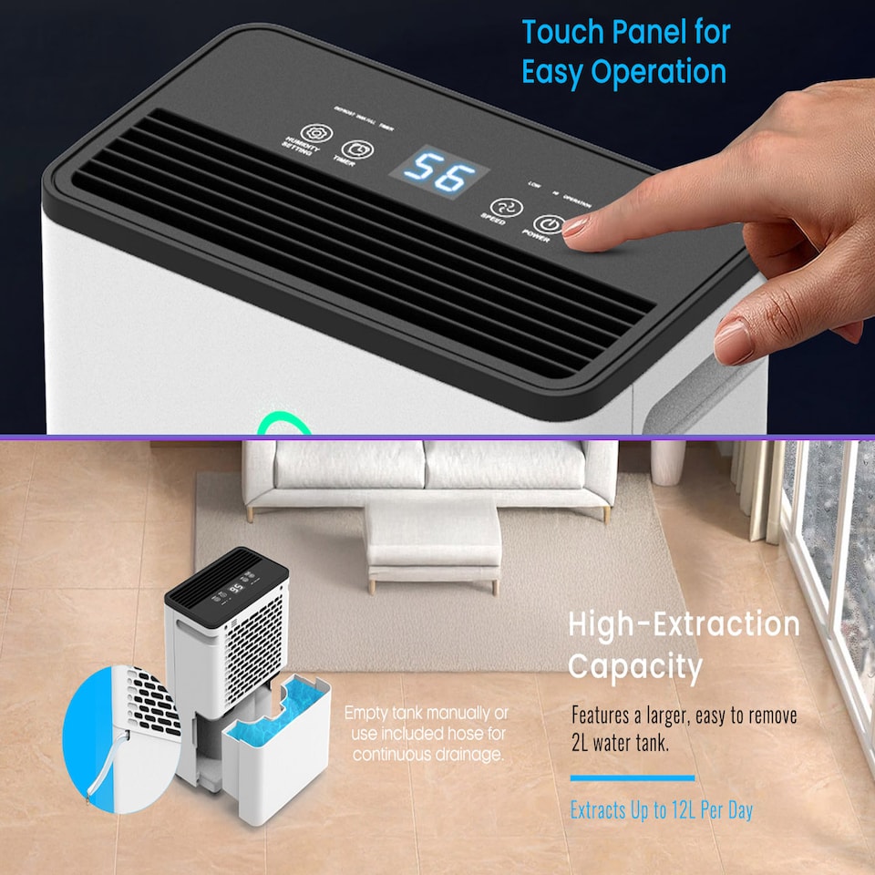 image 1 of 12L​/Day Dehumidifier ​for Home, Automatic Humidity Sensor