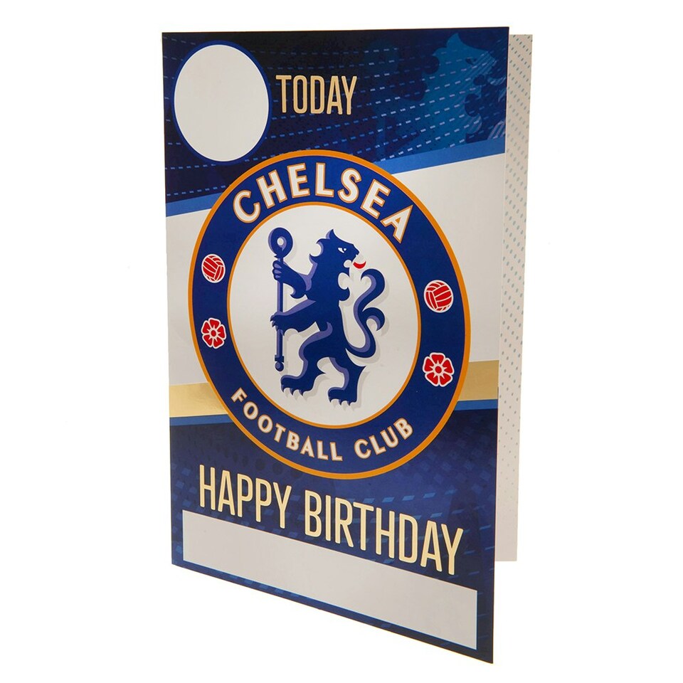image 1 of Chelsea FC Birthday Card With Stickers - Blue/Gold/White - 22cm x 15cm