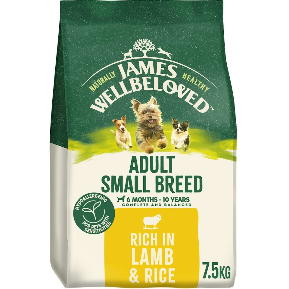 image 1 of James Wellbeloved Small Breed Adult Dry Dog Food Rich in Lamb & Rice 7.5kg