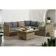 image 1 of 6 Seater Garden Furniture Set - 4 Piece - Deluxe Rattan Corner Lounging Set - Sofa Set + Height Adjustable Table + Cushions