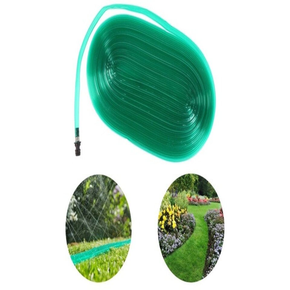 image 1 of 10M Flexible Flat Hose Pipe Garden Sprinkler Soaker Hose Garden Hose Pipe for Lawn Agricultural Irrigation System Backyard Plants Green