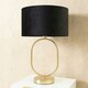 image 1 of ValueLights Antonia Black Velvet Drum Lamp Shade Brushed Gold Oval Table Lamp Gold