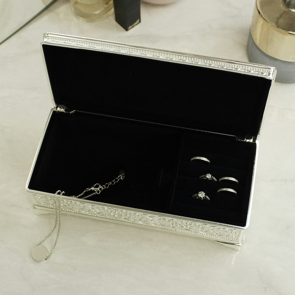 image 1 of Personalised Silver Plated Jewellery Box