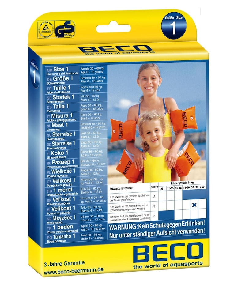 Beco Swimming Arm Bands for Adults - Orange