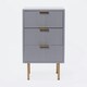 image 1 of OHS 3 Drawer Modern Ribbed Office Side Bedroom Nightstand Bedside Table Grey
