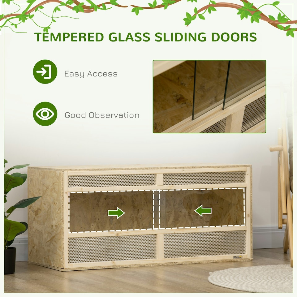 image 1 of PawHut Reptile Terrarium, Climbing Pet Container w/ Transparent Sliding Doors