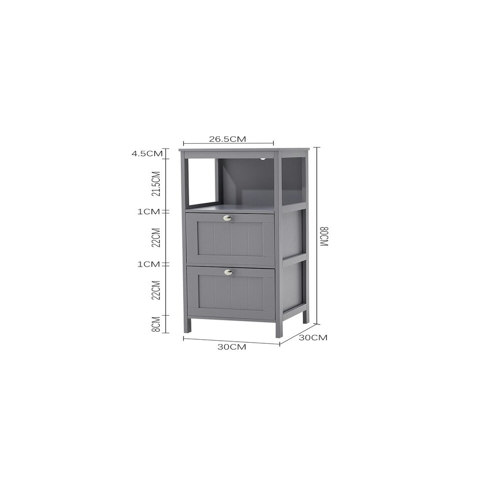 image 1 of Living and Home Compact Wooden Bathroom Cabinet with Drawers - Grey